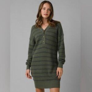 NWT Prana Milani Henley Dress in Kale Stripe - Size Small